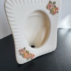 White Bisque Porcelain Frame with Floral Accents